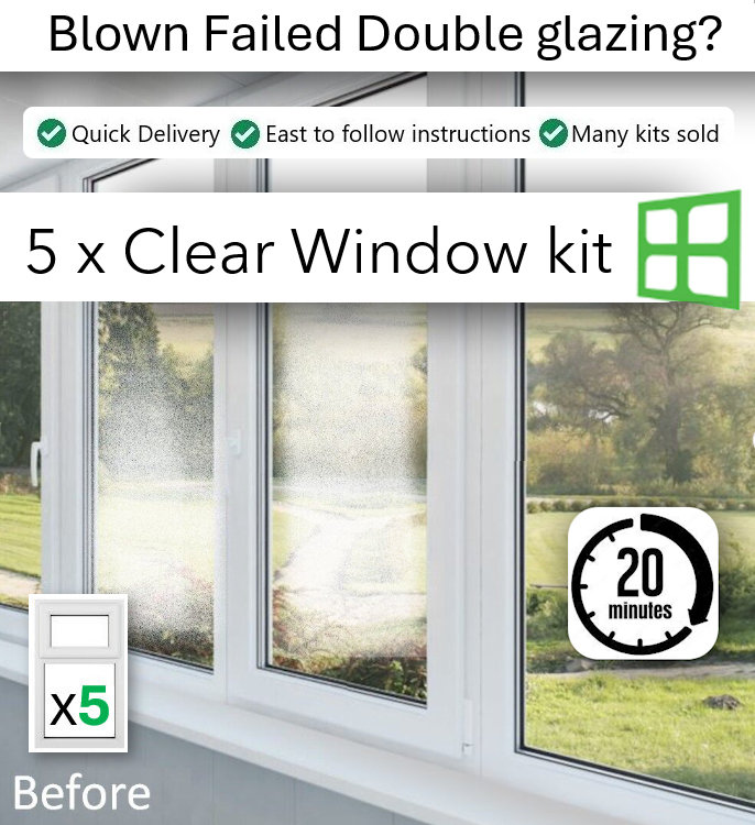 Window repair kit to clear condensation from one window