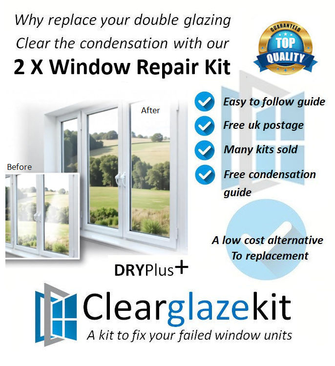 Window repair kit to clear condensation from one window