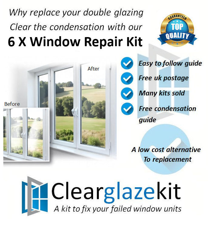 Six Window repair kit to clears moisture from one window