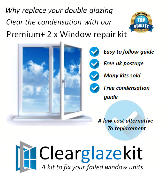 Window repair kit to clear condensation from one window