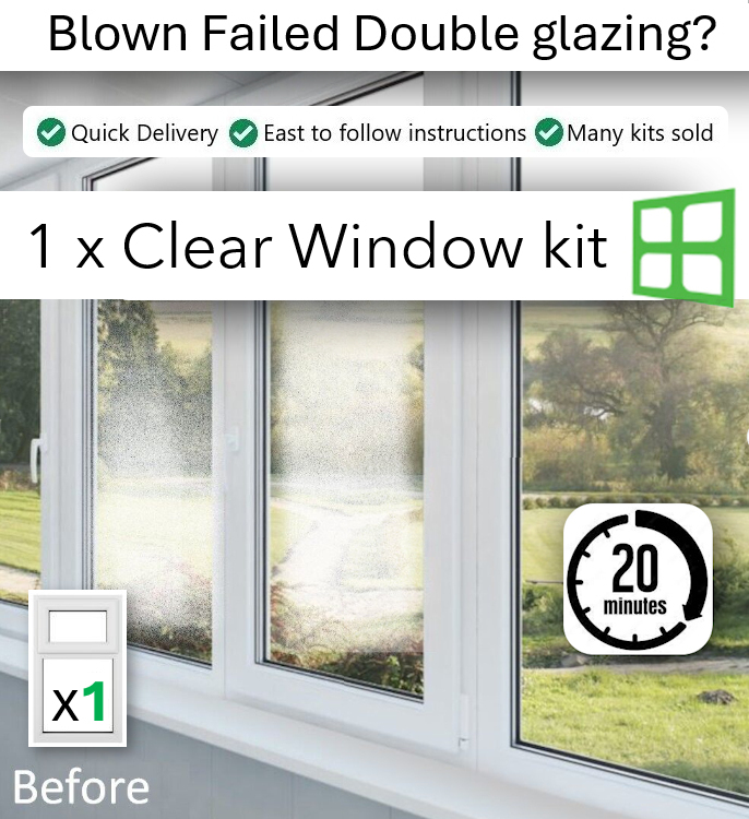 Window repair kit to clear condensation from one window