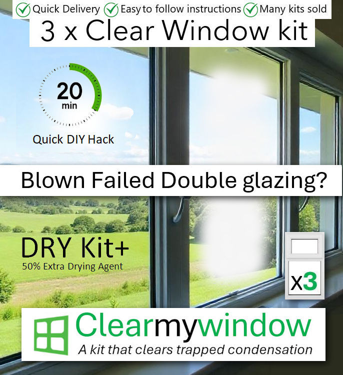 Window repair kit to clear condensation from one window