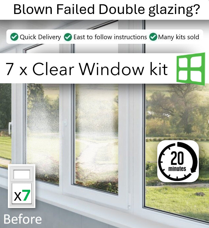 Window repair kit to clear condensation from one window