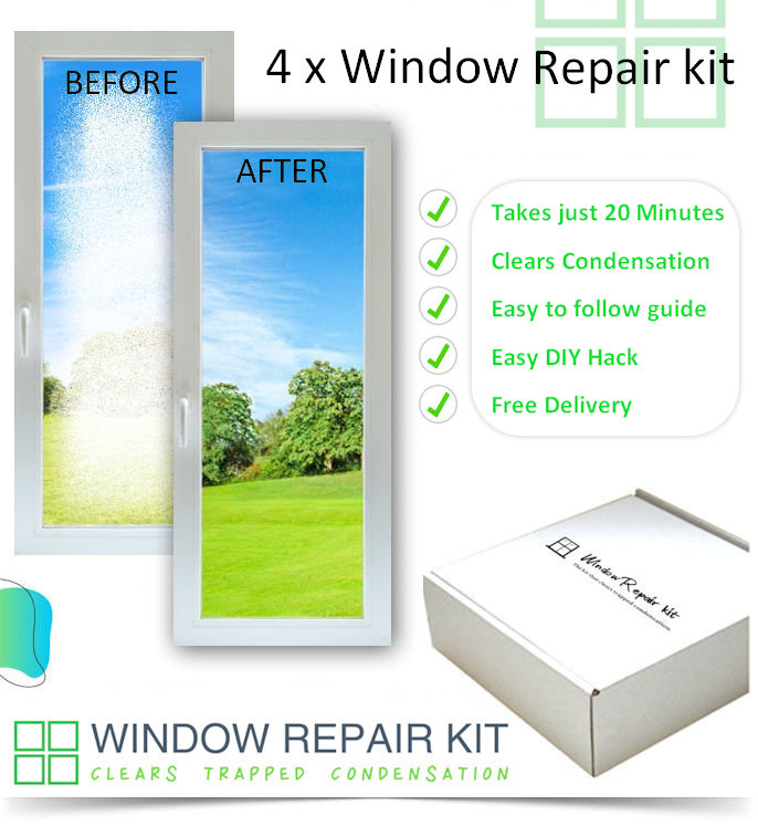 Window repair kit to clear condensation from one window