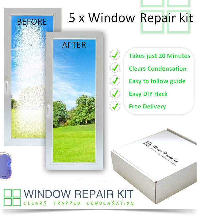 Window repair kit to clear condensation from one window